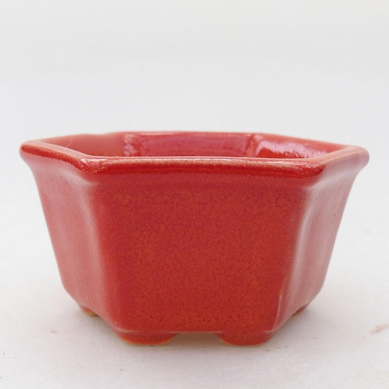 Ciotola per bonsai in ceramica 8 x 7 x 4 cm, colore rosso