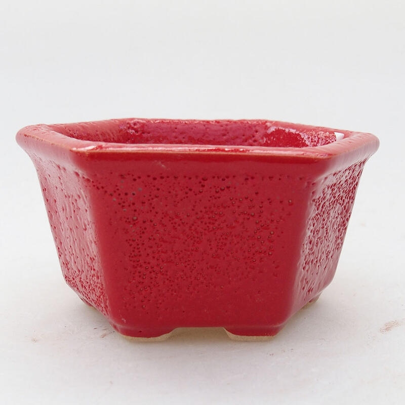 Ciotola per bonsai in ceramica 8 x 7 x 4 cm, colore rosso