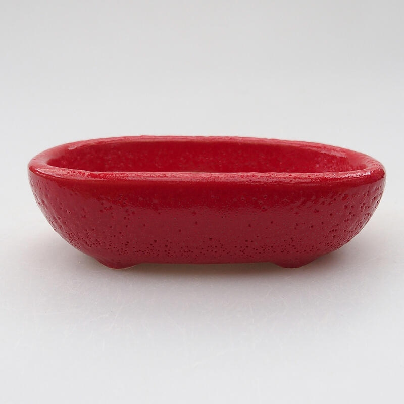 Ciotola per bonsai in ceramica 9,5 x 6 x 2,5 cm, colore rosso