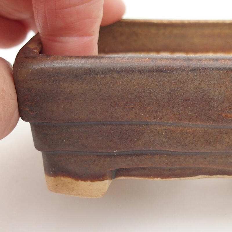 Ciotola per bonsai in ceramica 9 x 7,5 x 3,5 cm, marrone