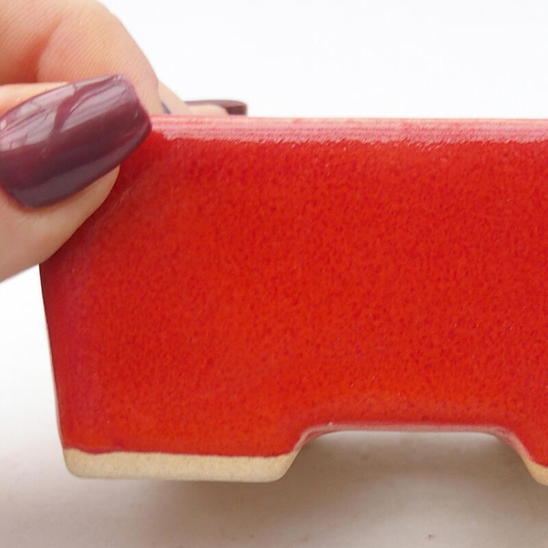 Ciotola per bonsai in ceramica 9 x 7 x 4,5 cm, colore rosso