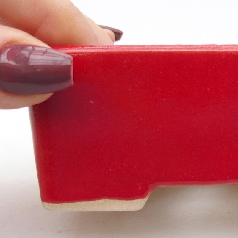 Ciotola per bonsai in ceramica 9 x 7 x 4,5 cm, colore rosso