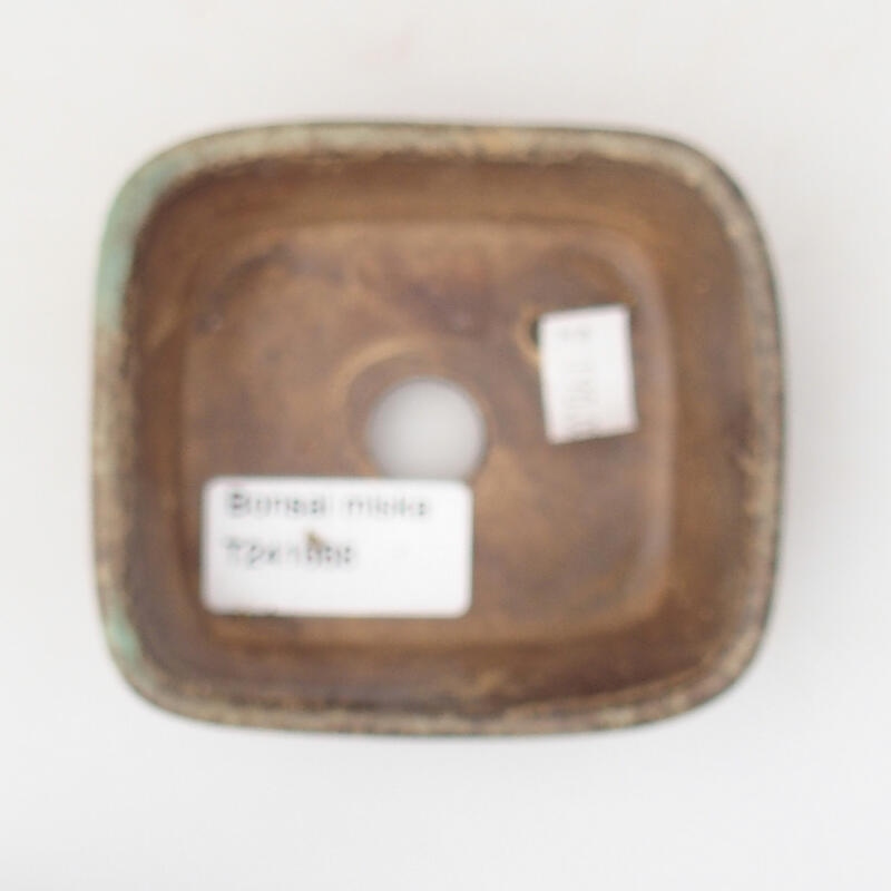 Ciotola per bonsai in ceramica 9 x 8 x 3,5 cm, colore marrone-verde