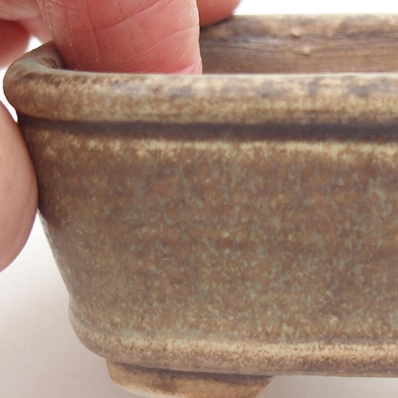 Ciotola per bonsai in ceramica 9 x 8 x 3,5 cm, colore marrone-verde