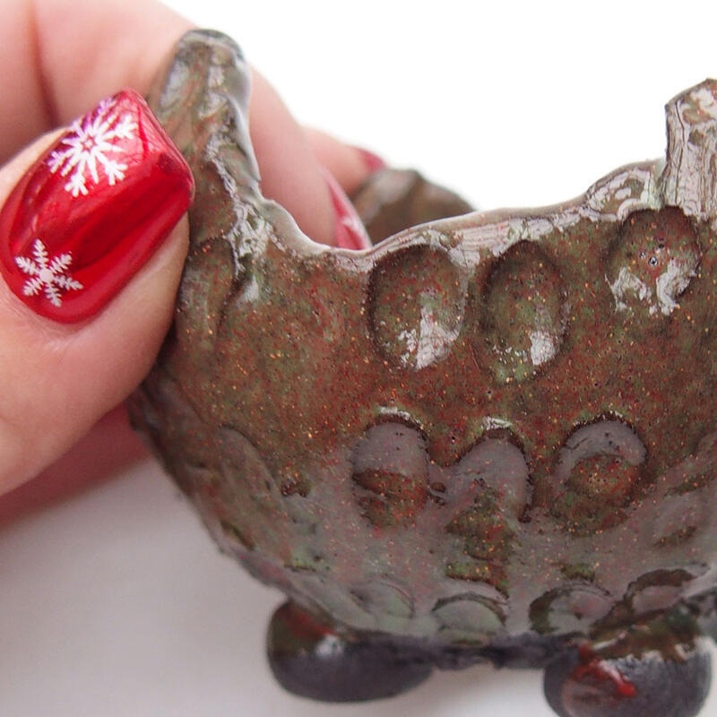 Conchiglia in ceramica 8 x 8 x 6 cm , colore rosso-verde