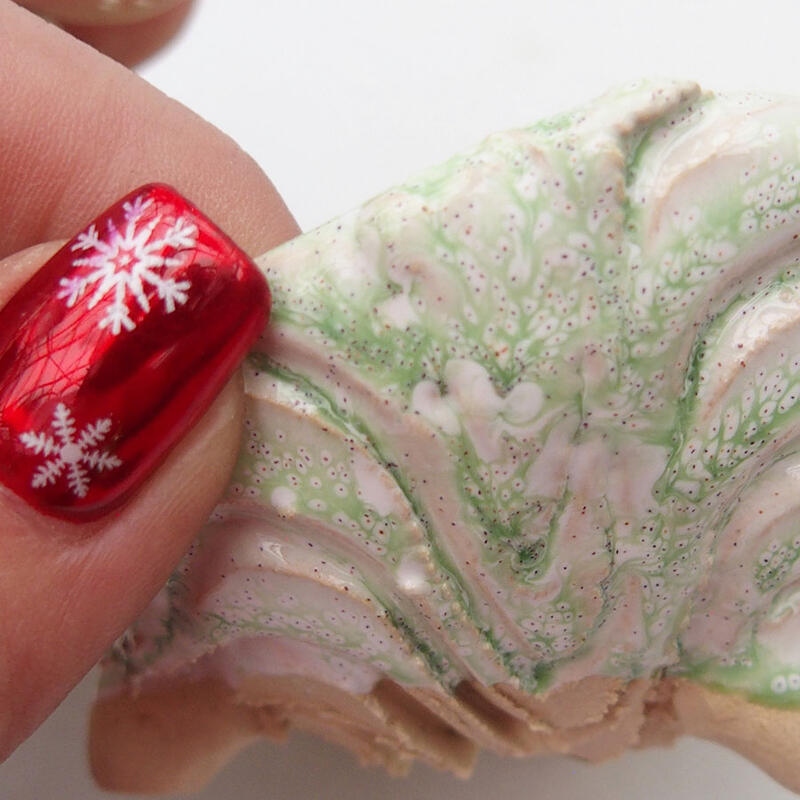 Conchiglia in ceramica 9 x 8,5 x 6 cm , colore bianco-verde