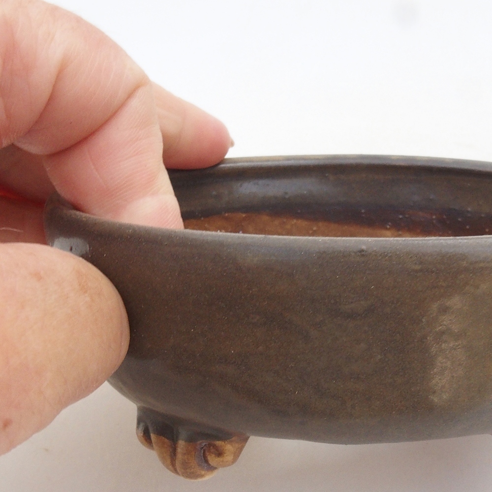 Ciotola per bonsai in ceramica 10 x 8,5 x 4 cm, marrone