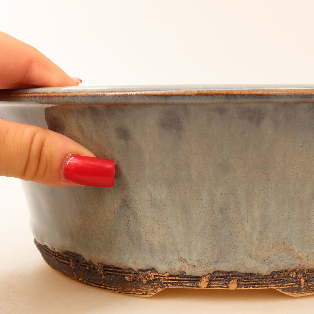 Vaso per bonsai in ceramica 27,5 x 27,5 x 8,5 cm, colore grigio