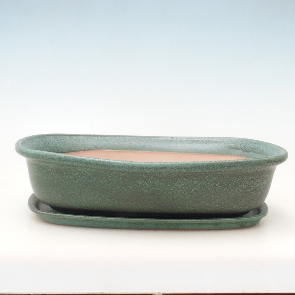 Ciotola bonsai + piattino H10 - 37 x 28 x 9 cm - verde