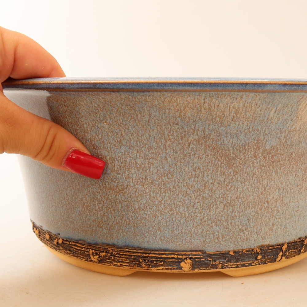 Vaso da bonsai in ceramica 28,5 x 28,5 x 10,5 cm, colore blu