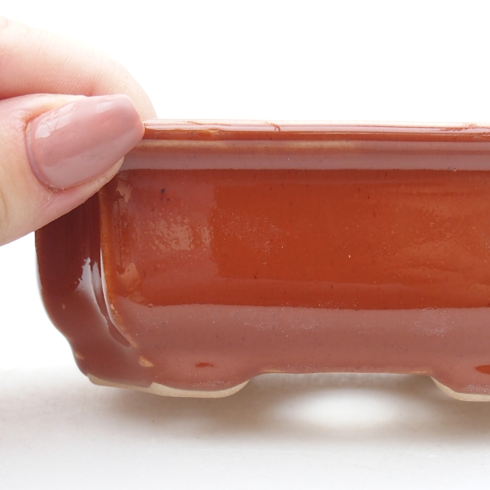 Ciotola per bonsai in ceramica 11,5 x 8,5 x 4 cm, marrone