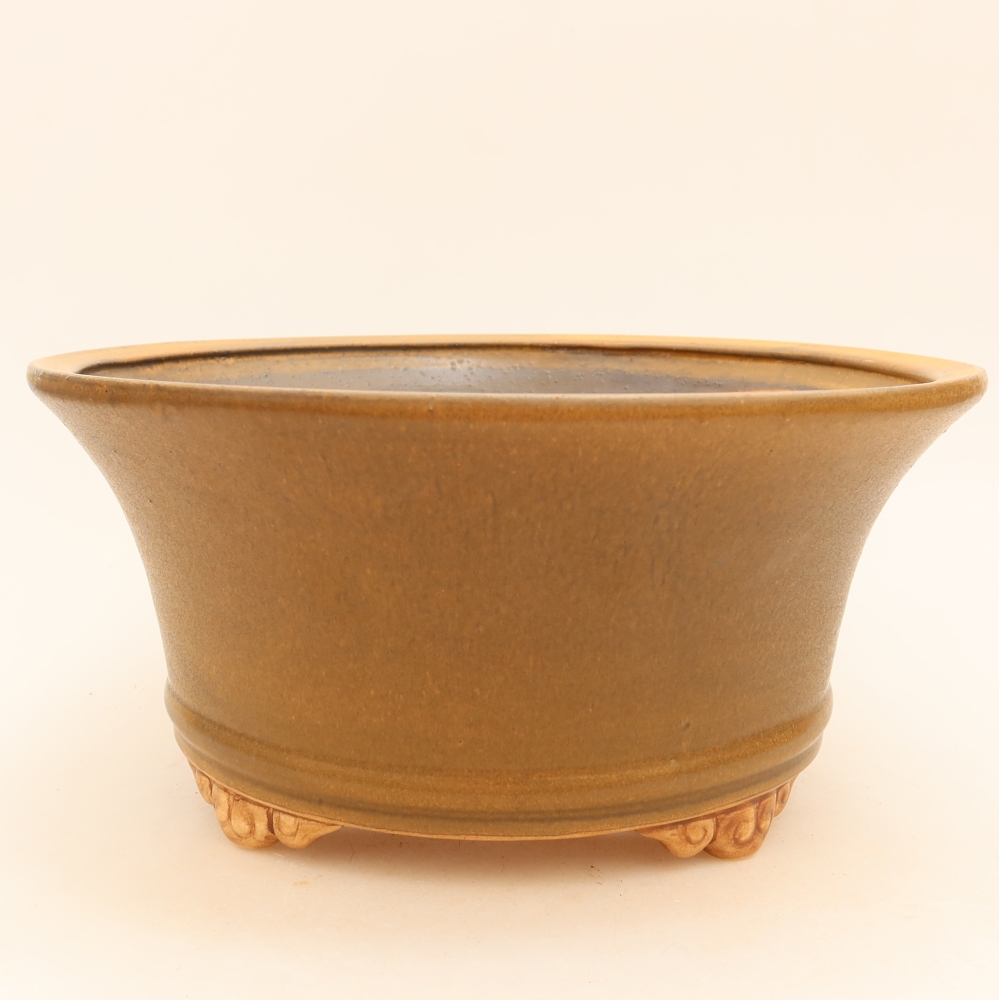 Vaso da bonsai in ceramica 24,5 x 24,5 x 11 cm, colore marrone
