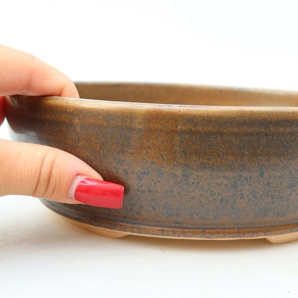 Vaso da bonsai in ceramica 19,5 x 19,5 x 6,5 cm, colore marrone