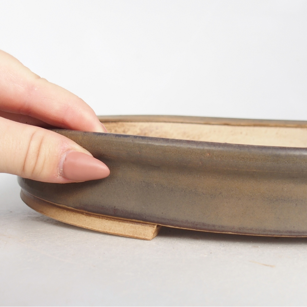 Ciotola per bonsai in ceramica 30,5 x 26,5 x 4 cm, marrone