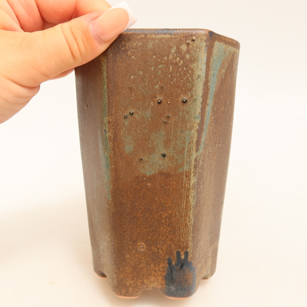 Vaso da bonsai in ceramica 9,5 x 8,5 x 14 cm, colore marrone