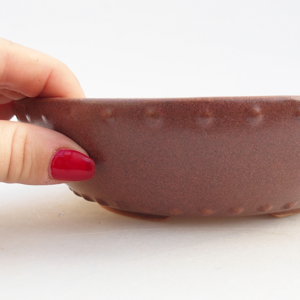 Ciotola bonsai in ceramica 17,5 x 17,5 x 5 cm, colore bordeaux