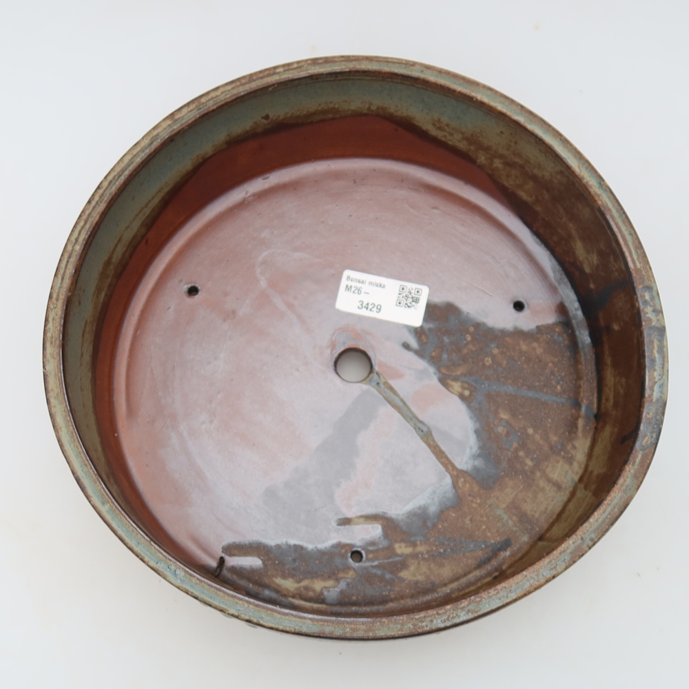 Vaso da bonsai in ceramica 24 x 24 x 7 cm, colore verde-marrone