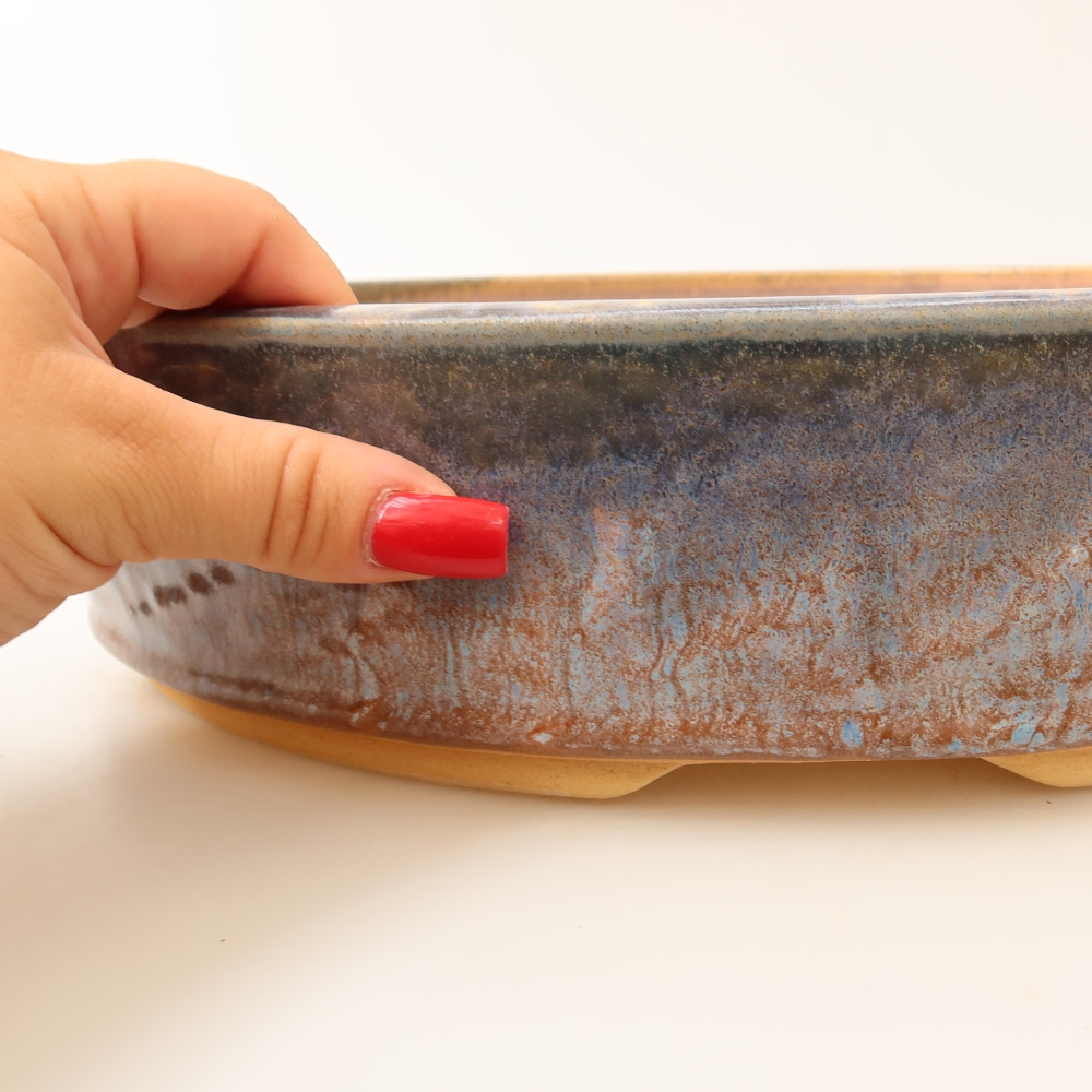Vaso da bonsai in ceramica 31 x 31 x 7,5 cm, colore blu