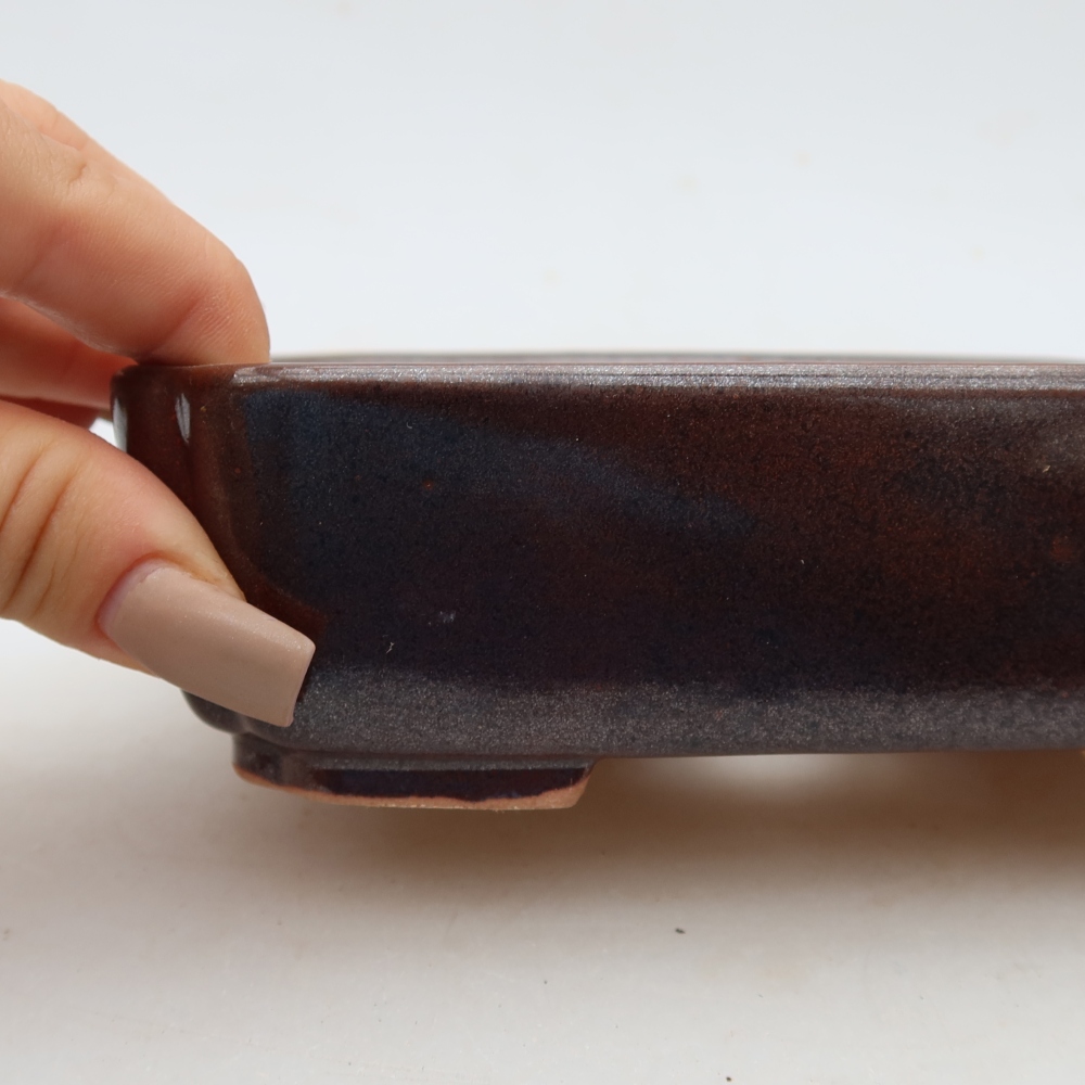 Ciotola per bonsai in ceramica 15 x 12,5 x 4,5 cm, marrone