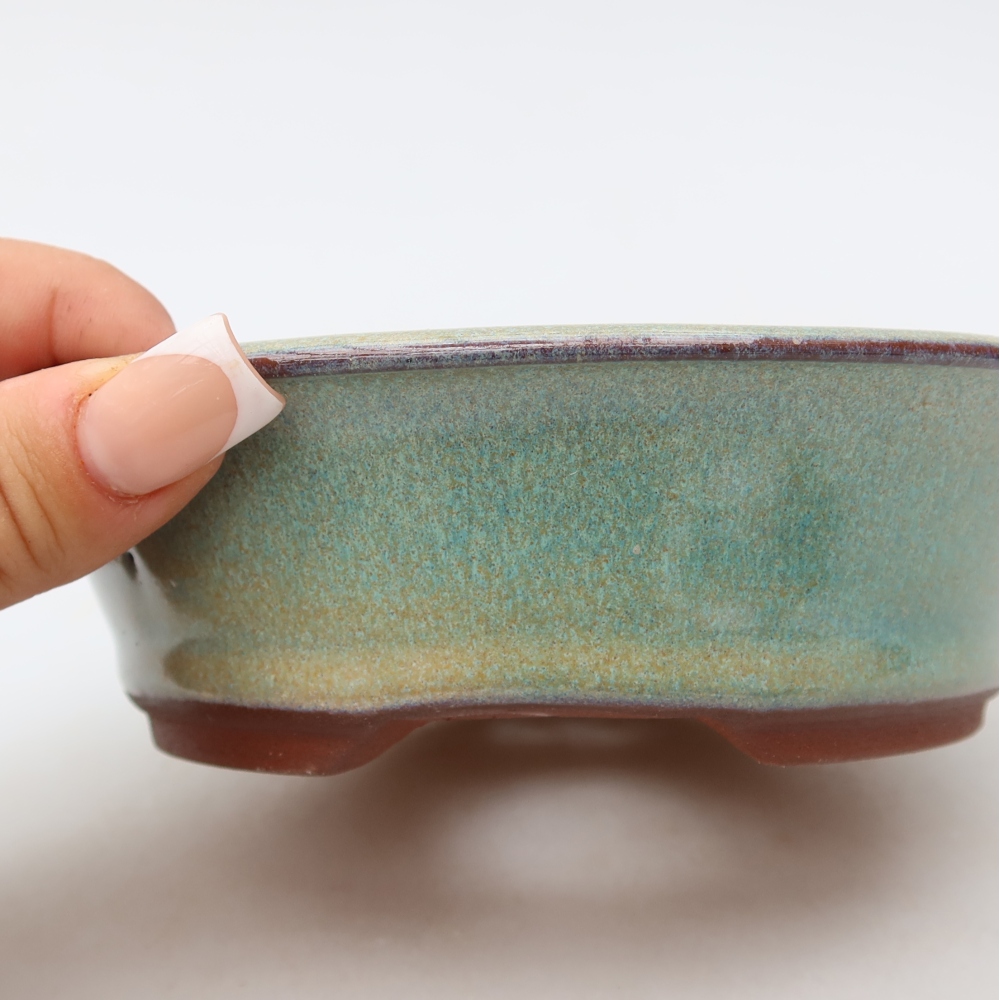 Vaso da bonsai in ceramica 14,5 x 14,5 x 4,5 cm, colore verde