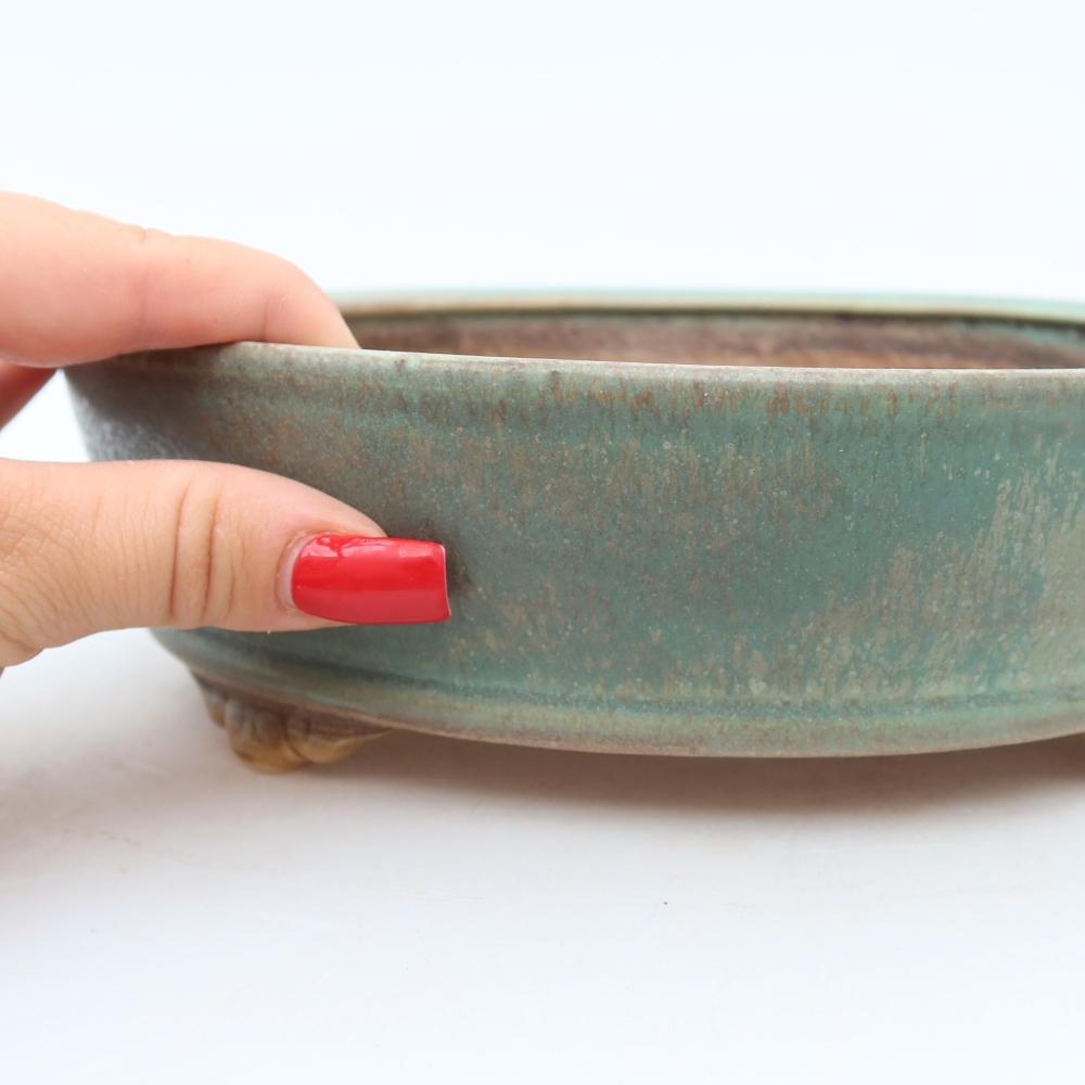 Ciotola per bonsai in ceramica 21,5 x 21,5 x 6 cm, verde