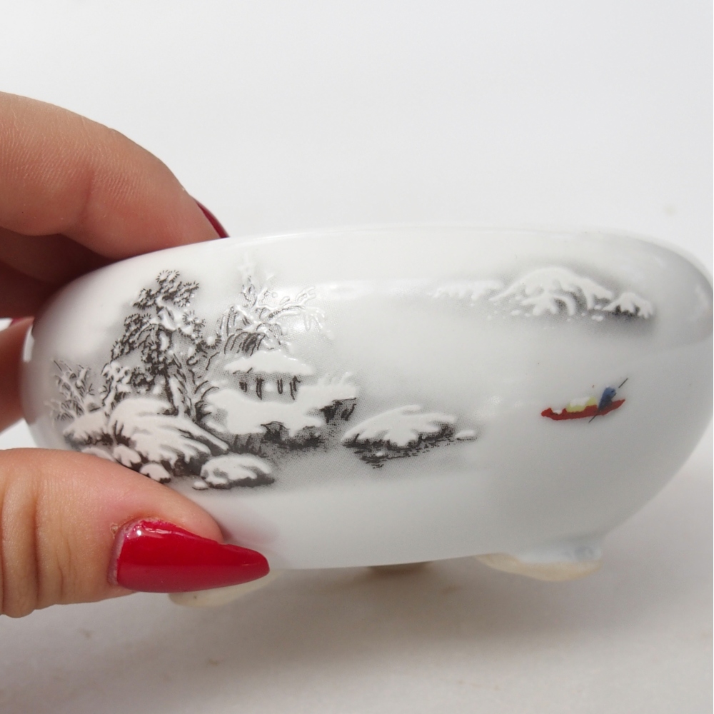 Ciotola per bonsai in ceramica 10 x 10 x 5 cm, colore bianco