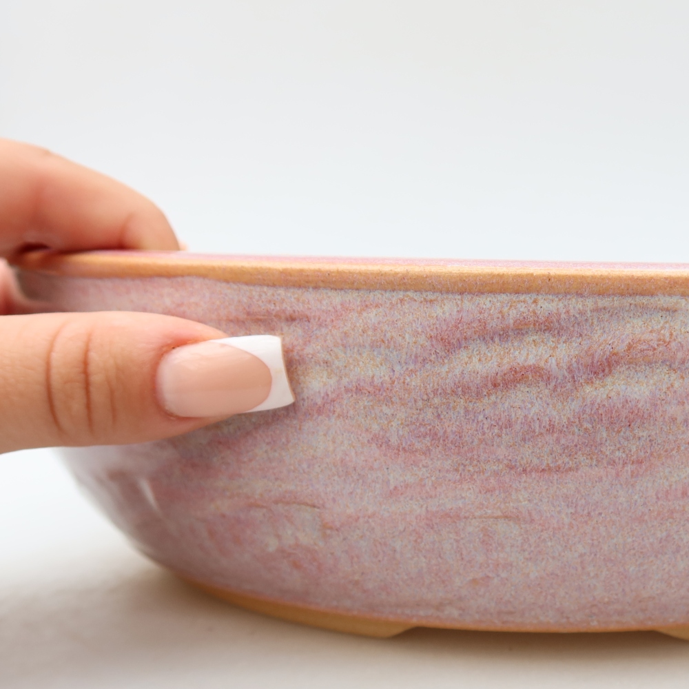 Vaso da bonsai in ceramica 26,5 x 26,5 x 7,5 cm, colore rosa