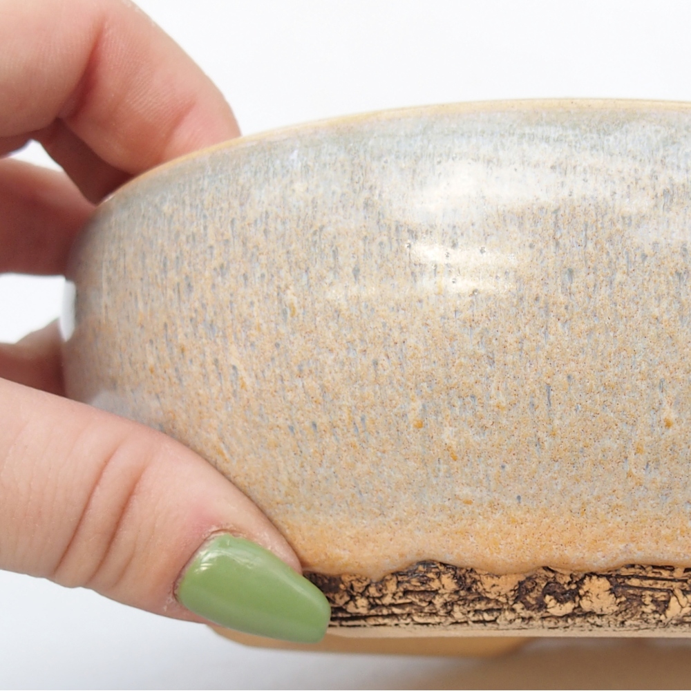 Ciotola per bonsai in ceramica 15 x 15 x 5 cm, verde-marrone