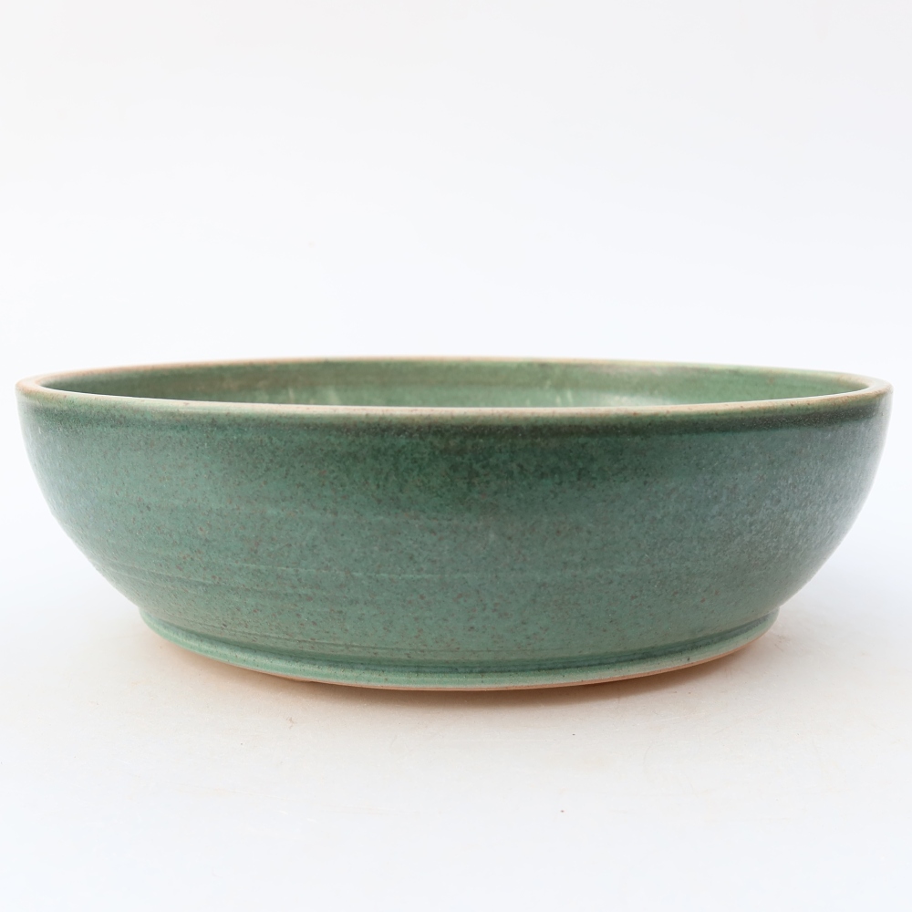 Vaso da bonsai in ceramica 19,5 x 19,5 x 5,5 cm, colore verde