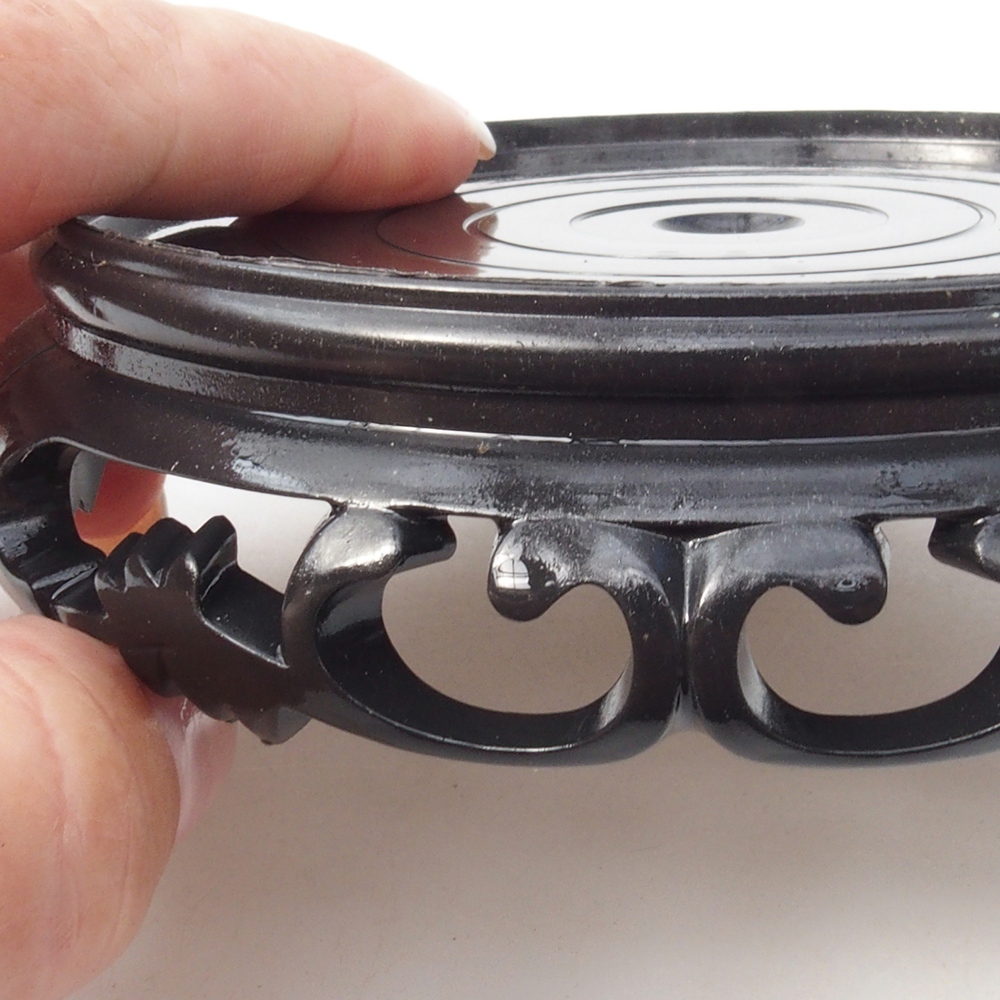 Tavolo bonsai rotondo in plastica 11 x 11 x 3,5 cm, colore nero