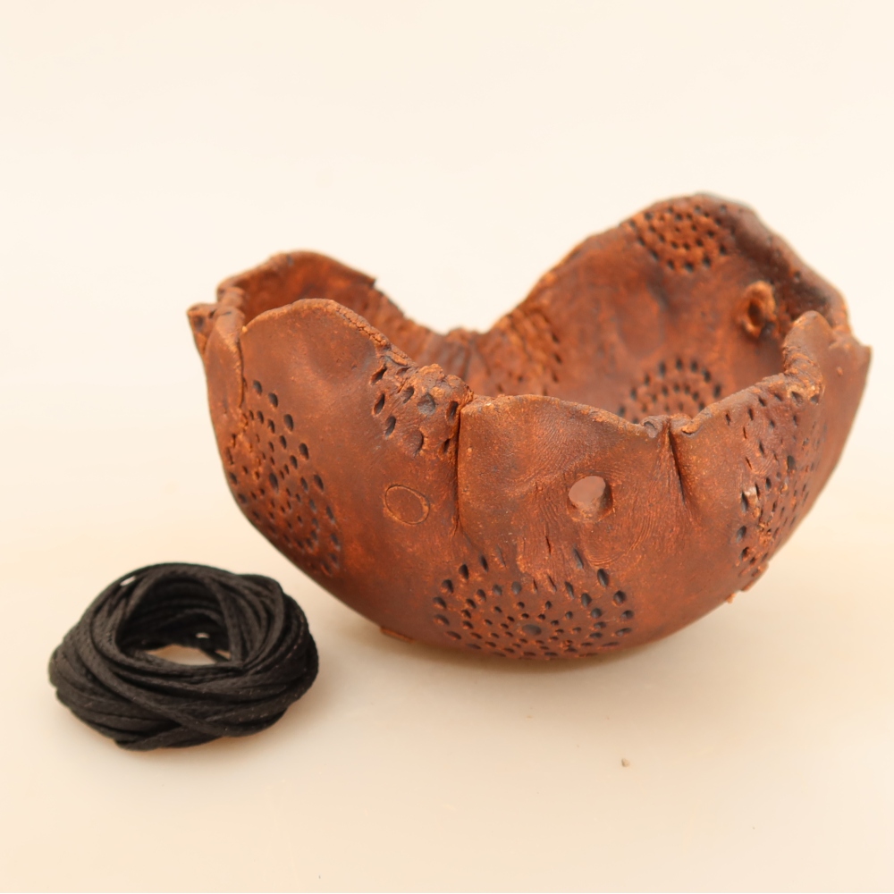 Contenitore in ceramica per Kokedama 10 x 10 x 6,5 cm, colore marrone