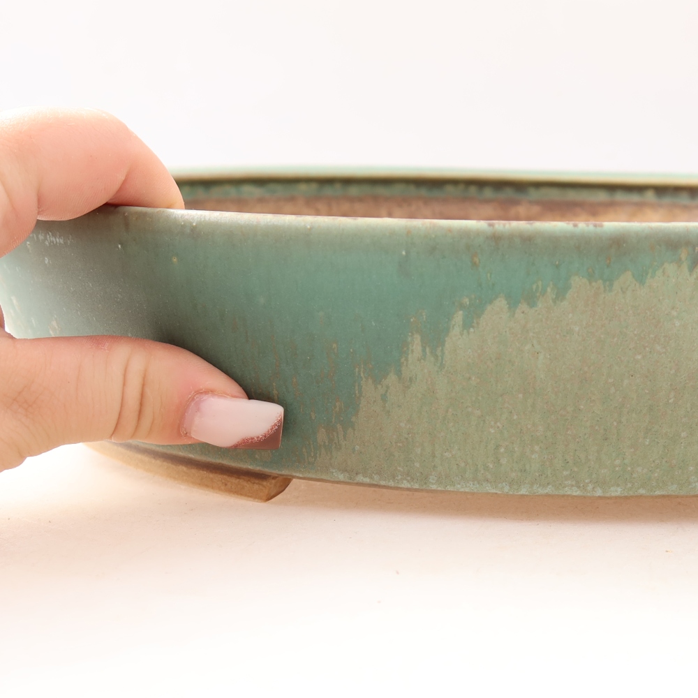 Vaso da bonsai in ceramica 32 x 27,5 x 6,5 cm, colore verde