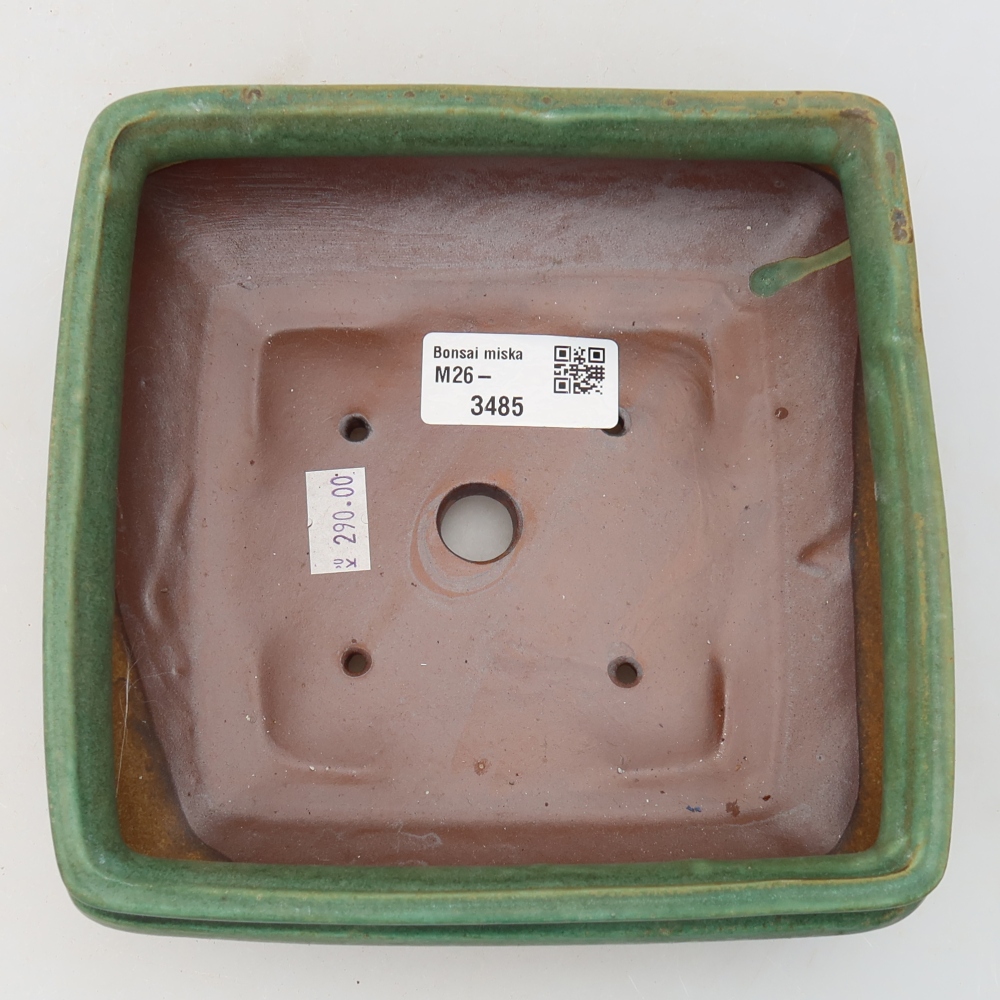 Ciotola per bonsai in ceramica 15,5 x 15,5 x 6 cm, verde