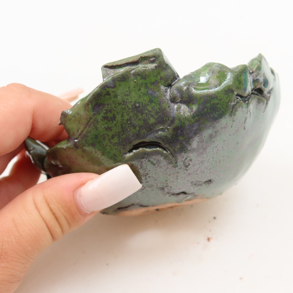 Guscio in ceramica  11 x 10,5 x 5,5 cm, colore verde