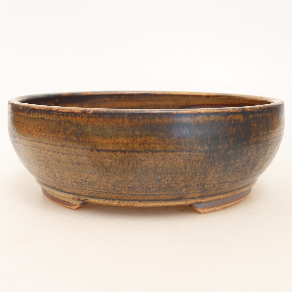 Vaso da bonsai in ceramica 17,5 x 17,5 x 6 cm, colore marrone