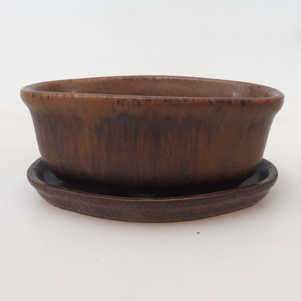 Ciotola bonsai + piattino H05 - 11 x 8 x 4 cm - marrone