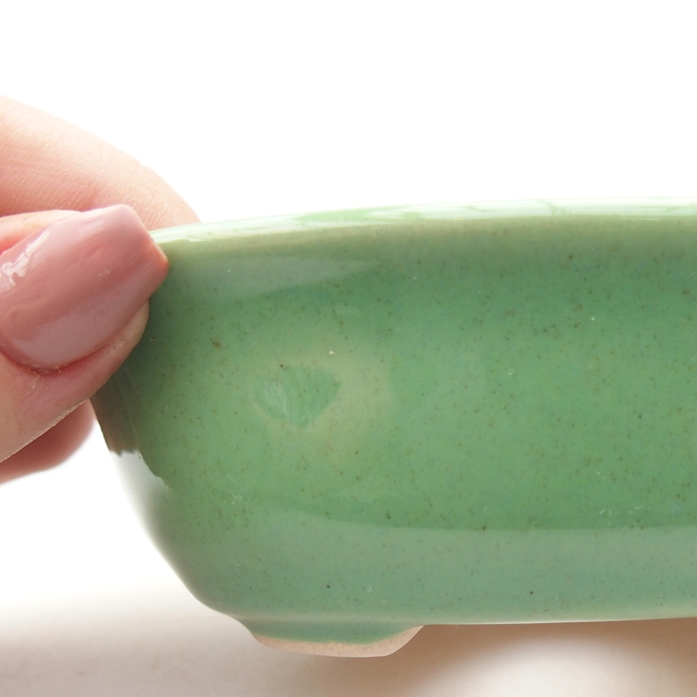 Ciotola per bonsai in ceramica 11 x 8,5 x 4 cm, verde