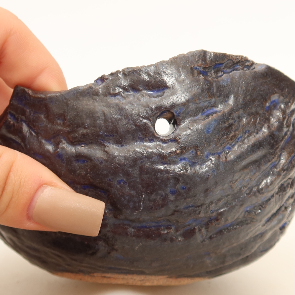Conchiglia in ceramica per Kokedama 12,5 x 12 x 7 cm, colore blu