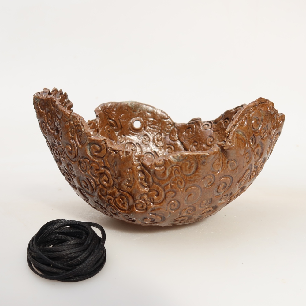 Contenitore in ceramica per Kokedama 13 x 12,5 x 8 cm, colore marrone