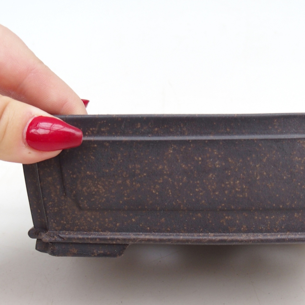 Ciotola per bonsai in ceramica 15 x 11,5 x 5 cm, colore marrone ocra