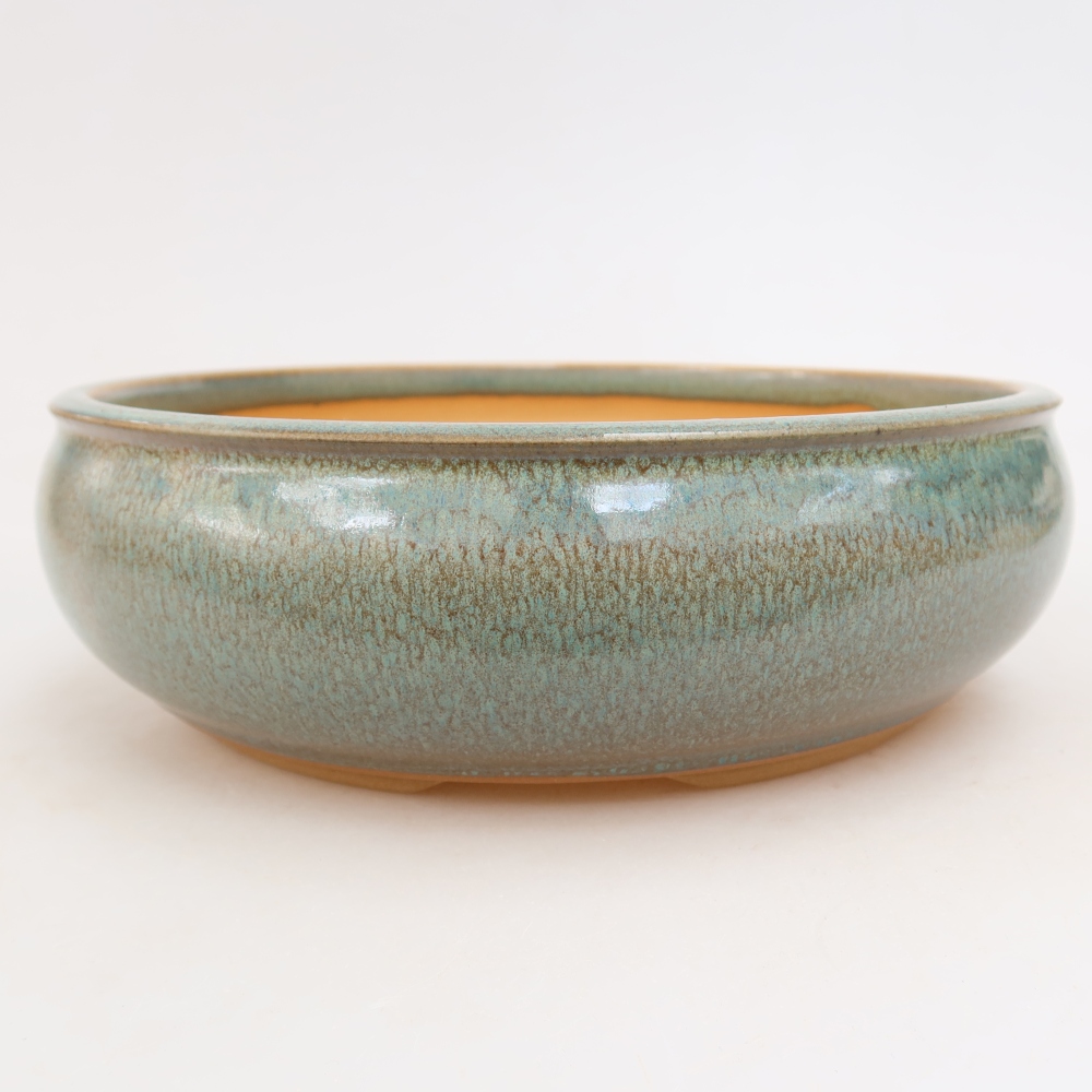 Vaso da bonsai in ceramica 21,5 x 21,5 x 7 cm, colore verde