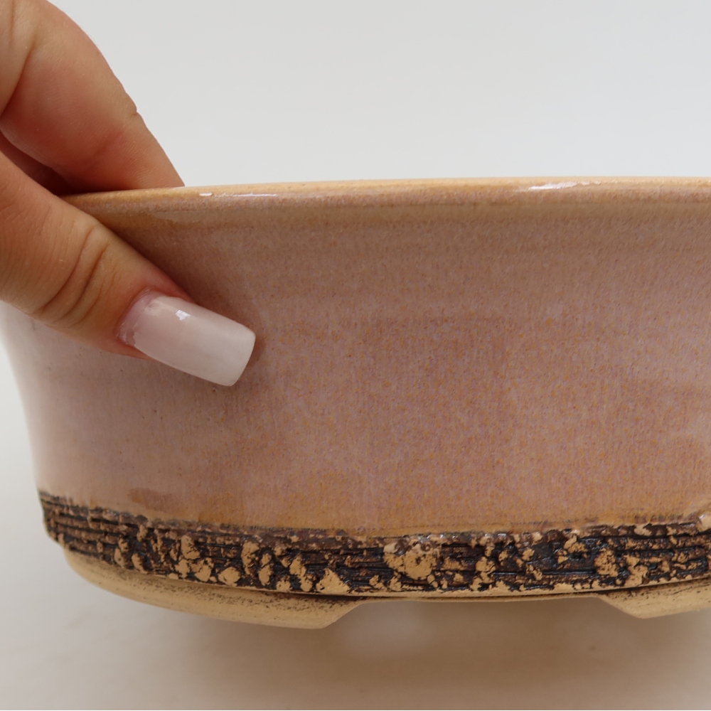 Vaso da bonsai in ceramica 26,5 x 26,5 x 8 cm, colore rosa