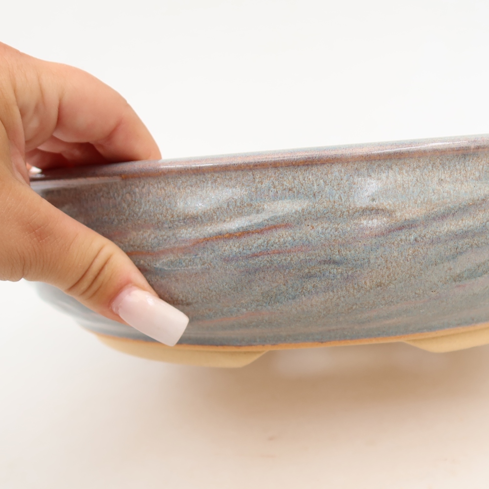 Vaso da bonsai in ceramica 27 x 27 x 7 cm, colore blu