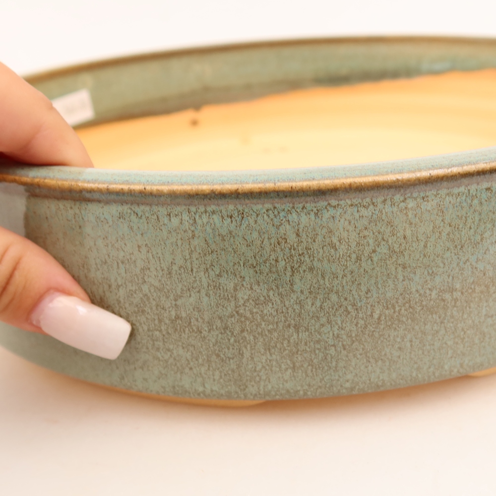 Vaso da bonsai in ceramica 26,5 x 26,5 x 6,5 cm, colore verde