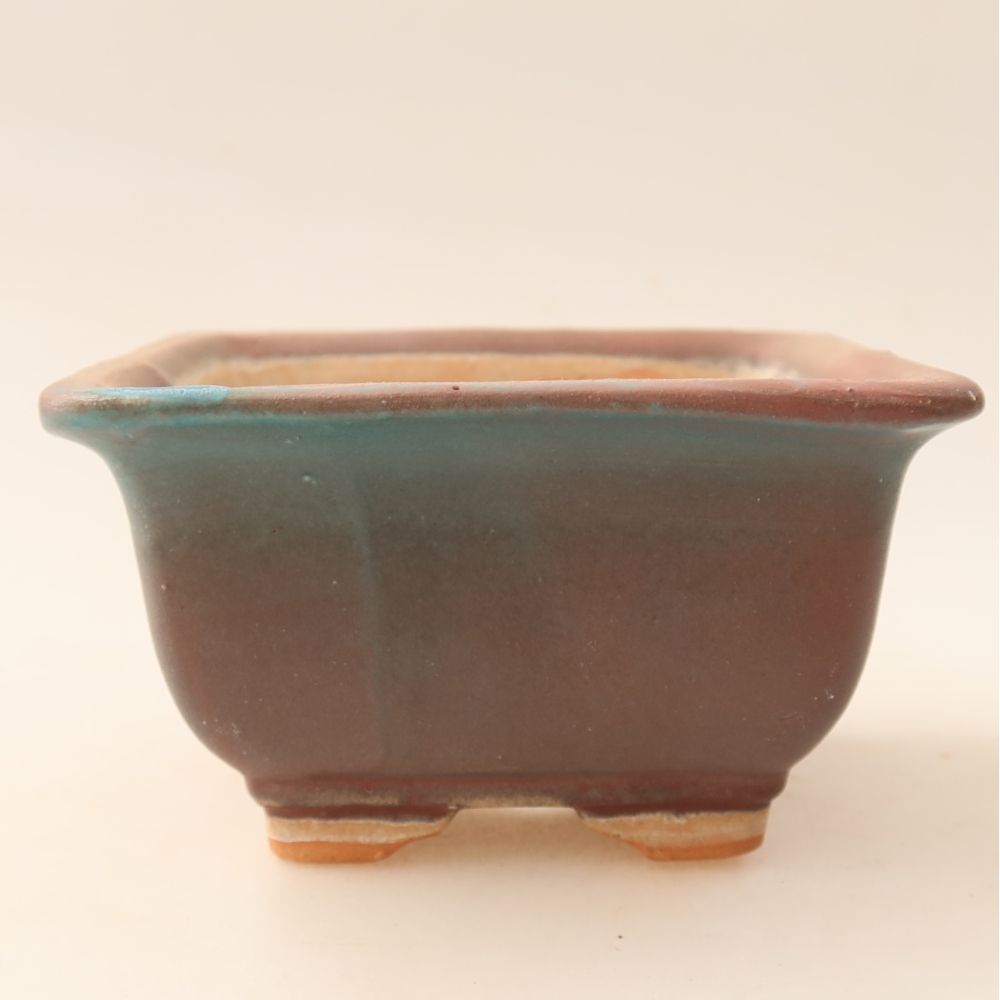 Vaso da bonsai in ceramica 9,5 x 9,5 x 5,5 cm, colore metallizzato