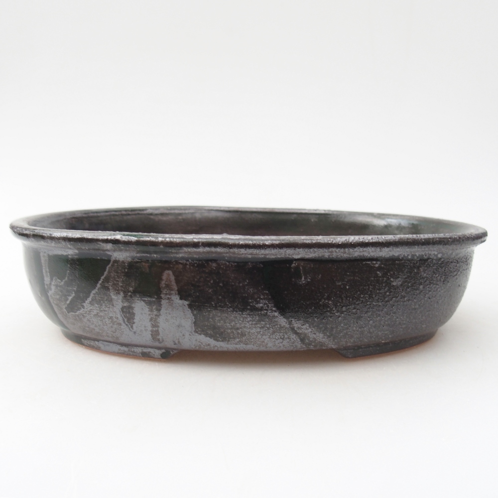 Ciotola bonsai in ceramica 22 x 17 x 5 cm, verde metallizzato