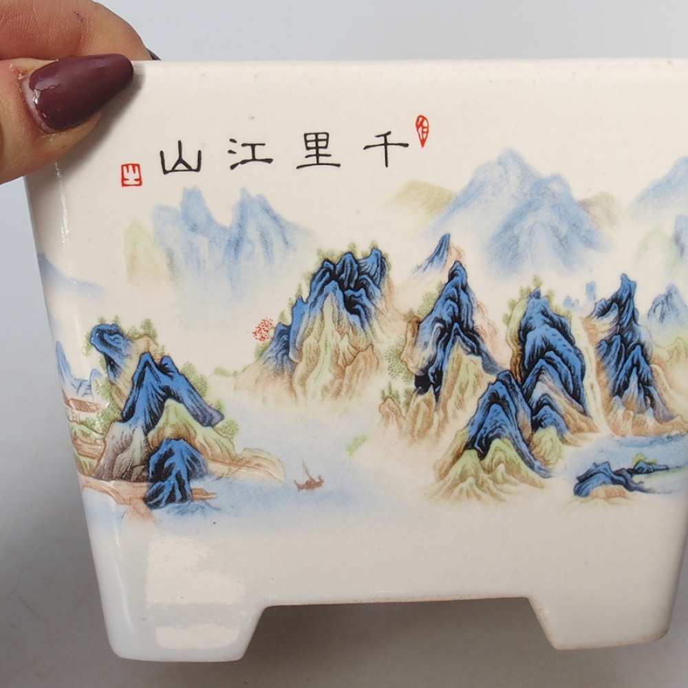 Ciotola bonsai in ceramica 14 x 14 x 11 cm, colore bianco