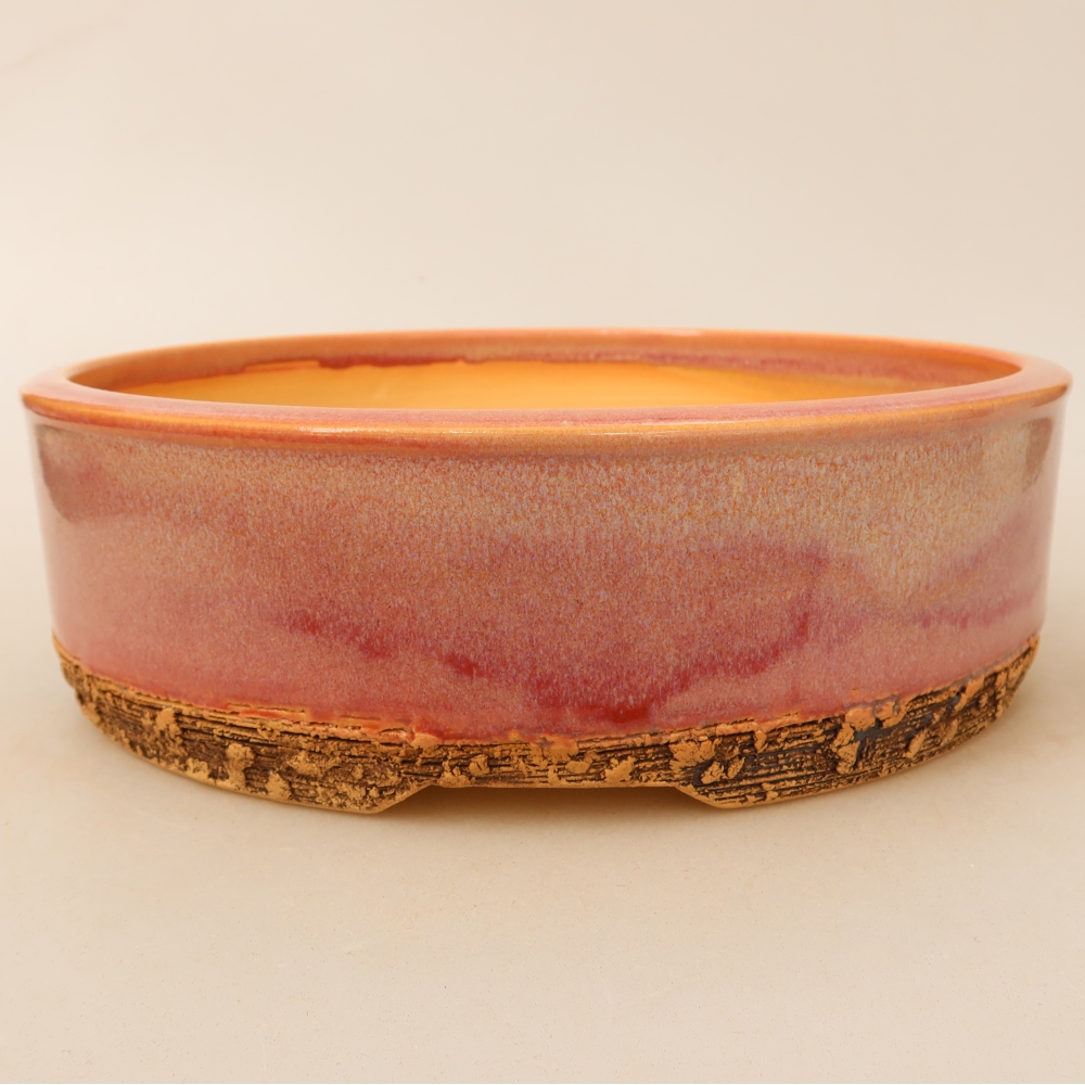 Vaso da bonsai in ceramica 23,5 x 23,5 x 7 cm, colore rosa