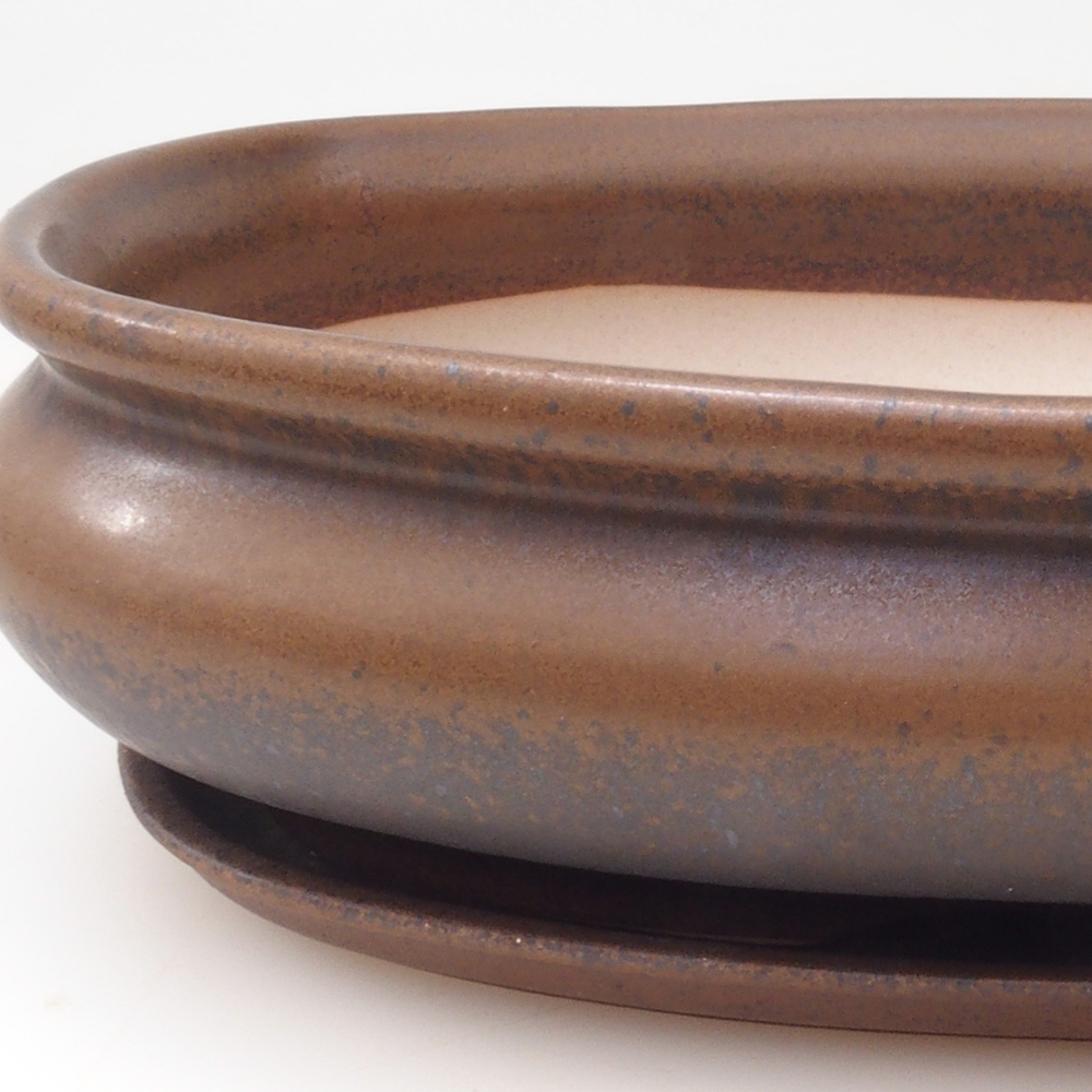 Ciotola bonsai + piattino H15 - 25,5x17,5x6 cm - marrone