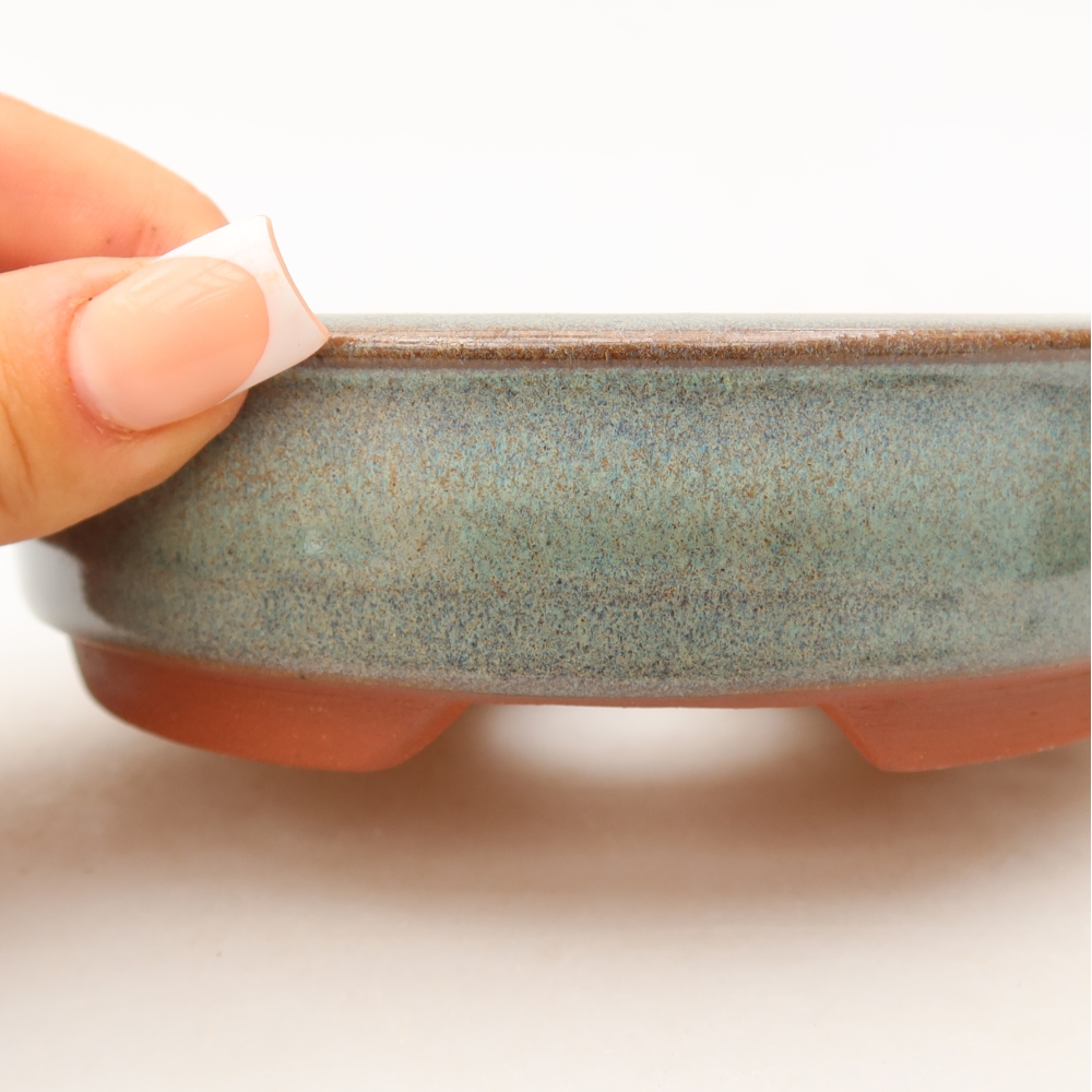 Vaso da bonsai in ceramica 14 x 14 x 4 cm, colore verde